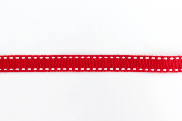 Ripsband Steppfaden rot/weiß (1 m)